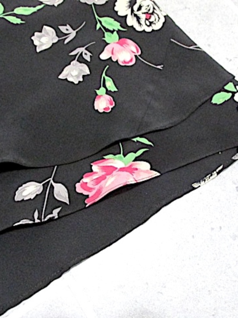 Ralph Lauren Black Floral Silk Full Tiered Midi Skirt, Size 12 - Picture 6 of 8